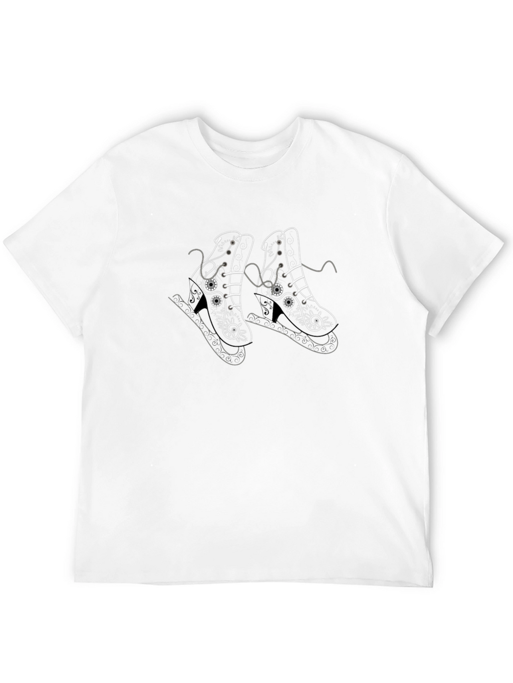 Black T-Shirt with Ice Skate Design