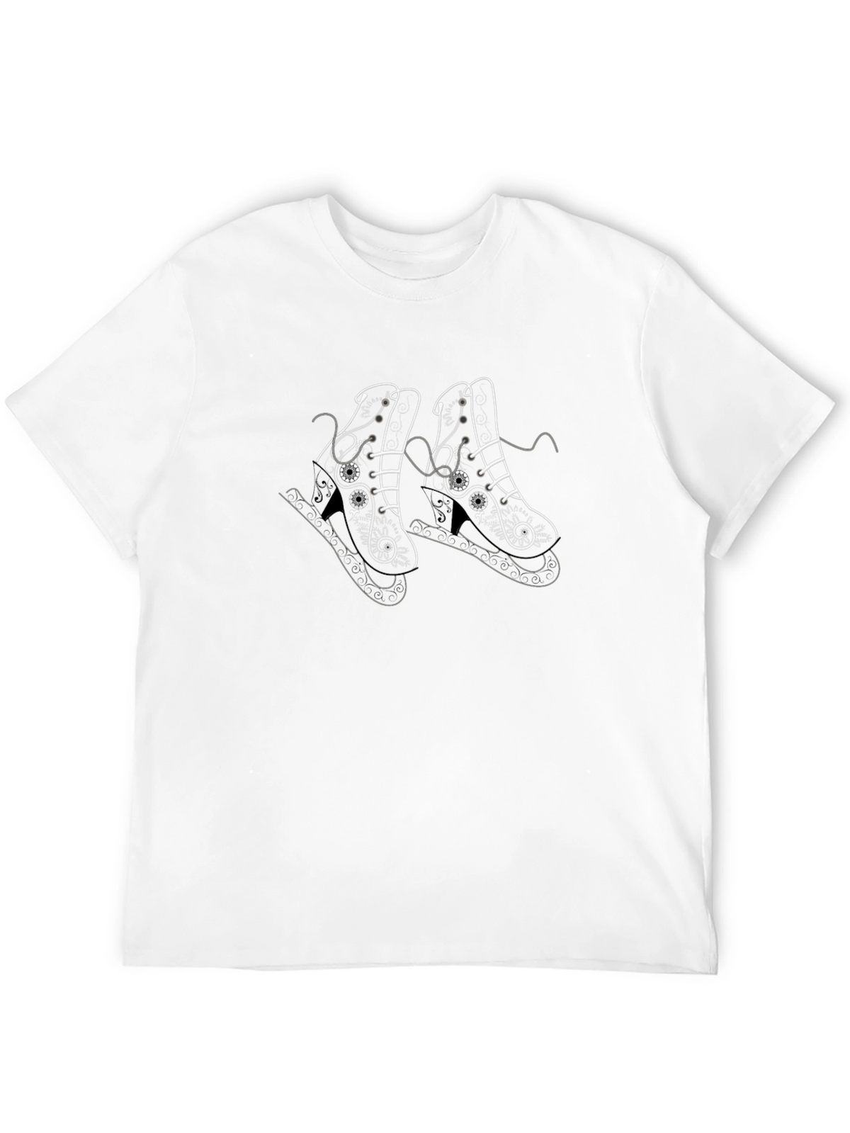 Black T-Shirt with Ice Skate Design