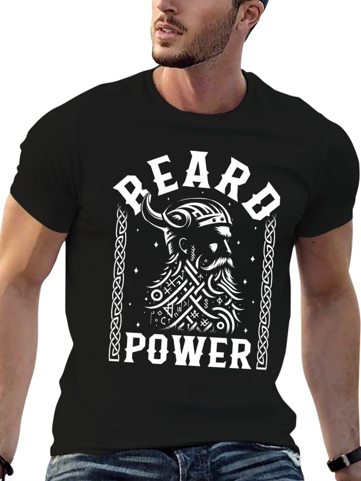 Beard Power Viking T-Shirt - Black Graphic Tee