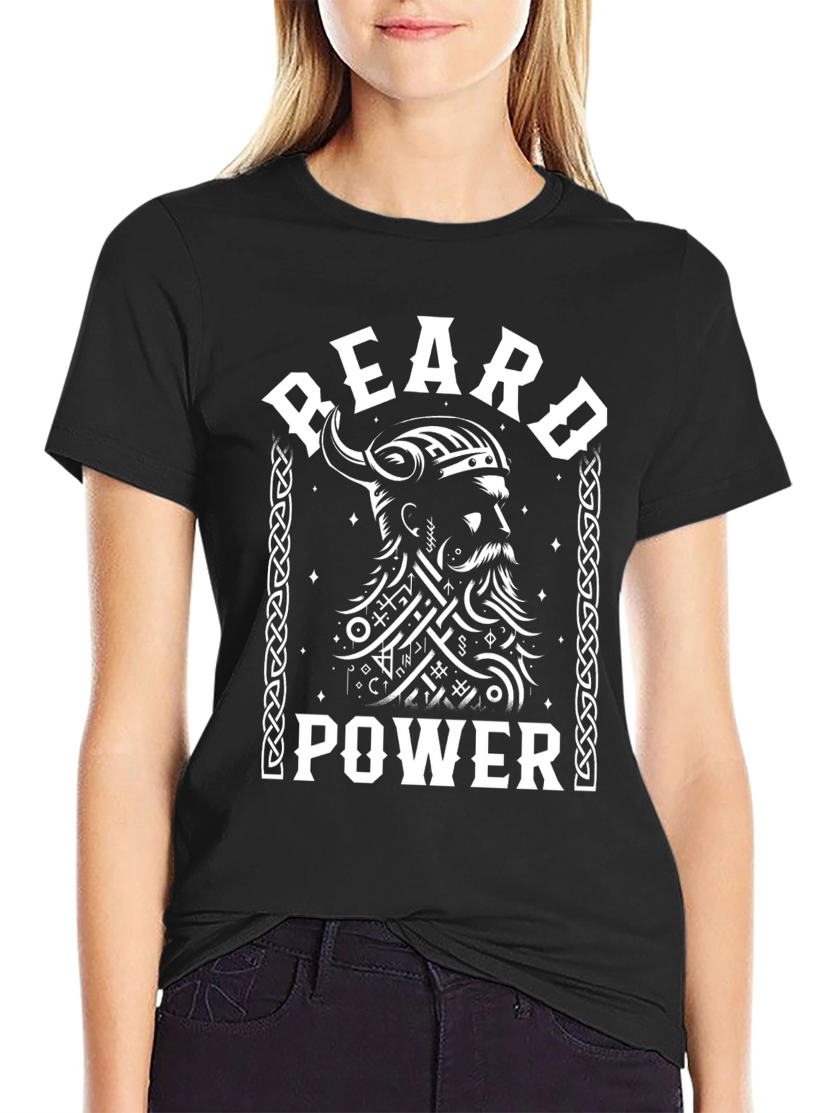 Beard Power Viking T-Shirt - Black Graphic Tee