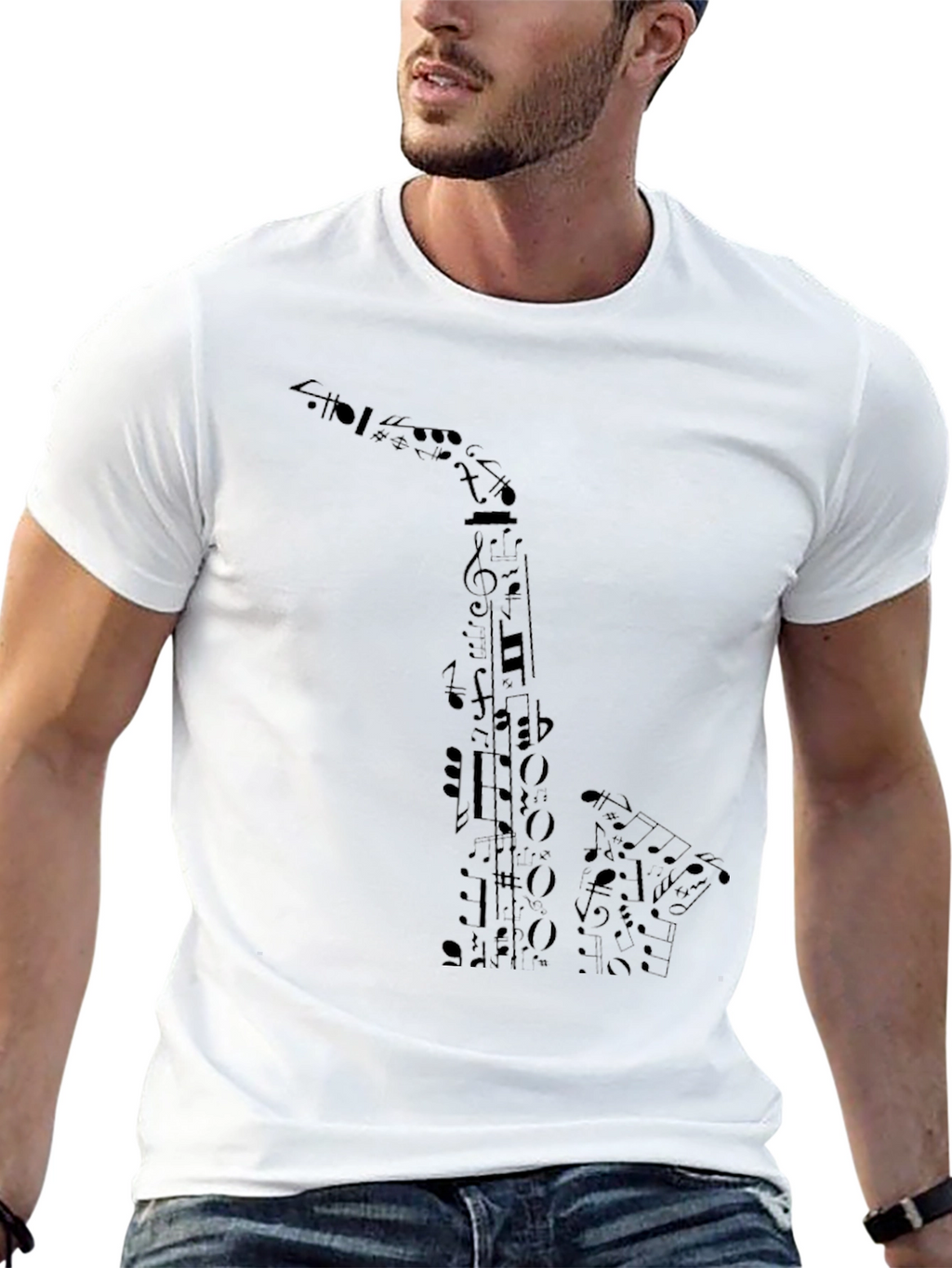 Musical Saxophone Graphic Tee - Black