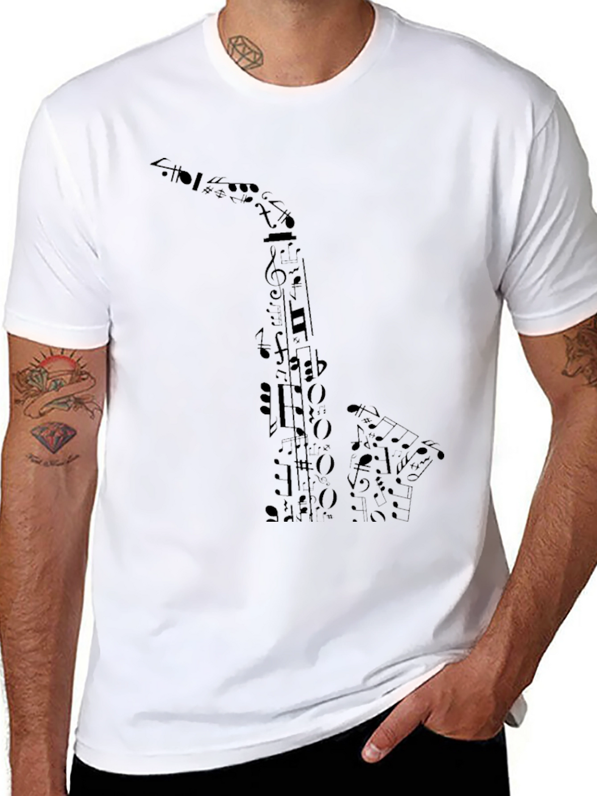 Musical Saxophone Graphic Tee - Black