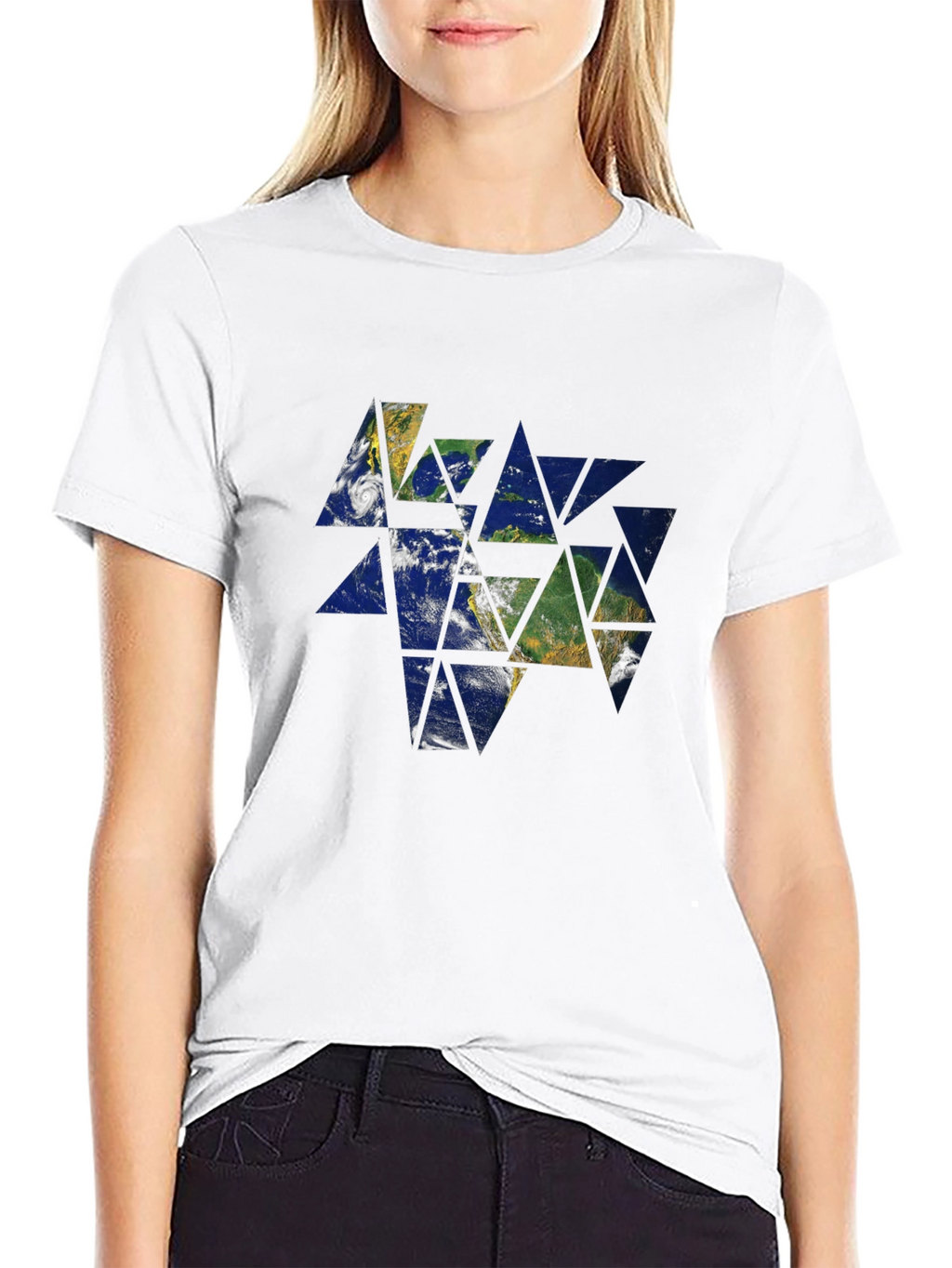 Geometric Earth Graphic Tee - Modern Style