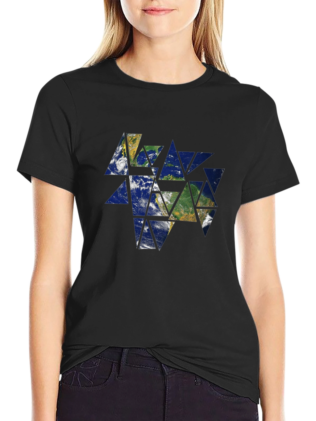 Geometric Earth Graphic Tee - Modern Style