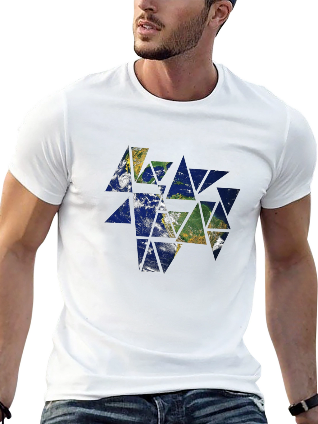 Geometric Earth Graphic Tee - Modern Style