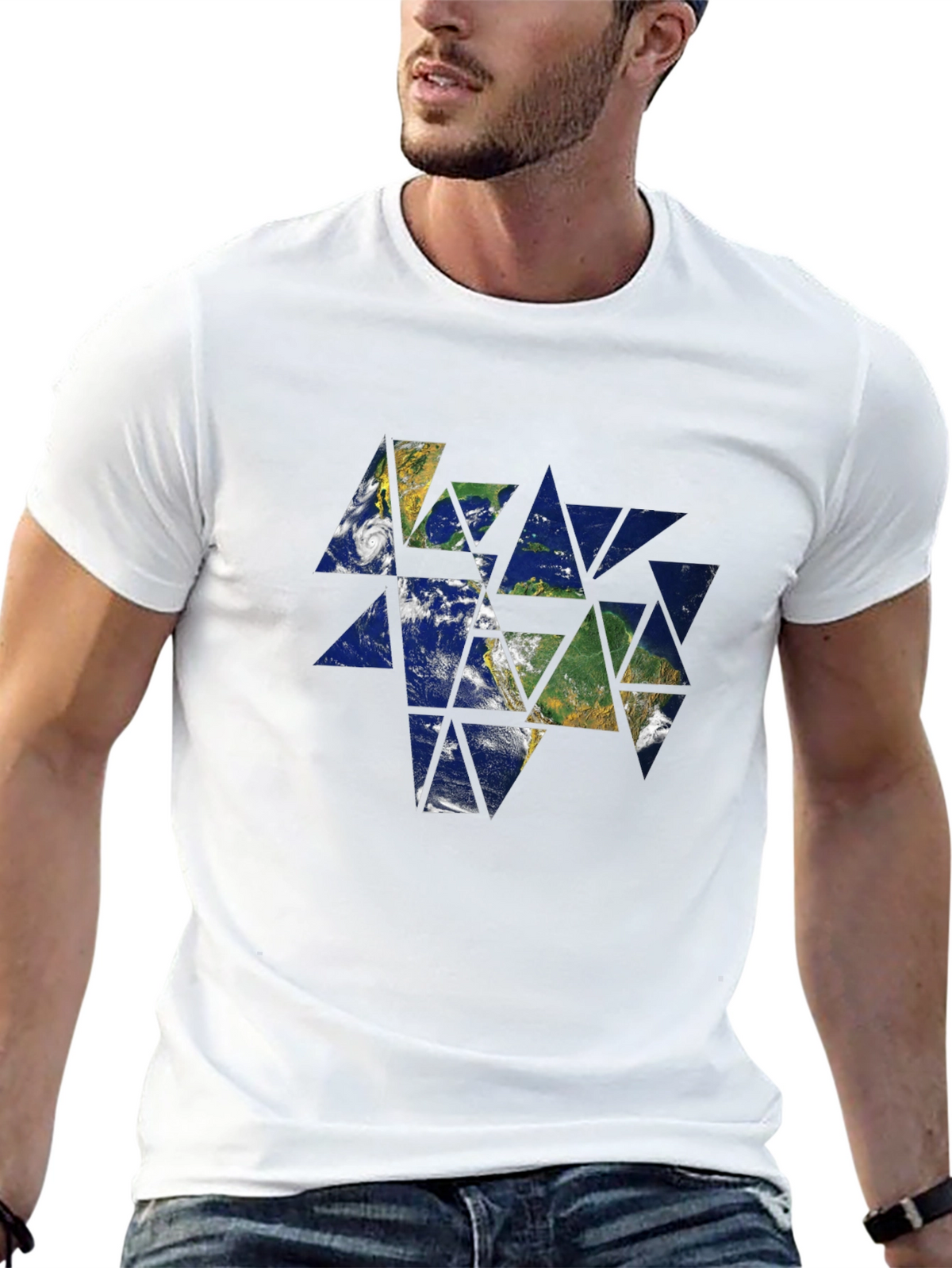 Geometric Earth Graphic Tee - Modern Style