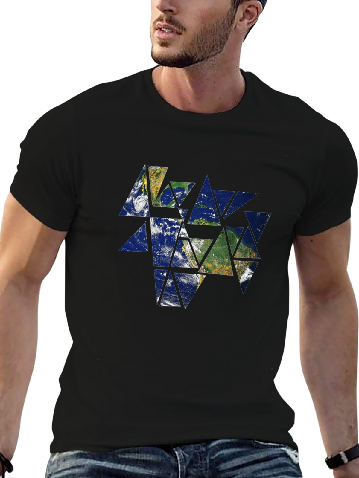 Geometric Earth Graphic Tee - Modern Style