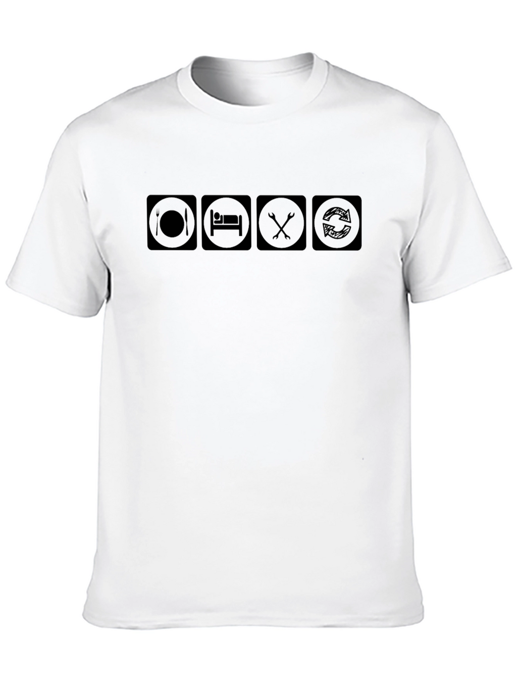 Eat Sleep Fix Repeat Black Graphic T-Shirt