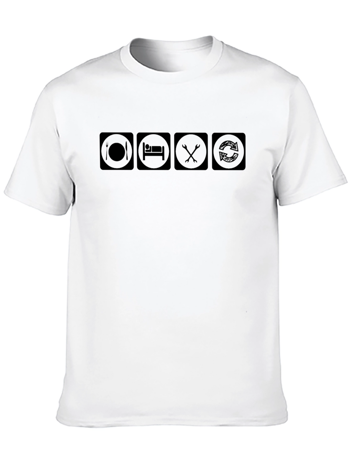 Eat Sleep Fix Repeat Black Graphic T-Shirt