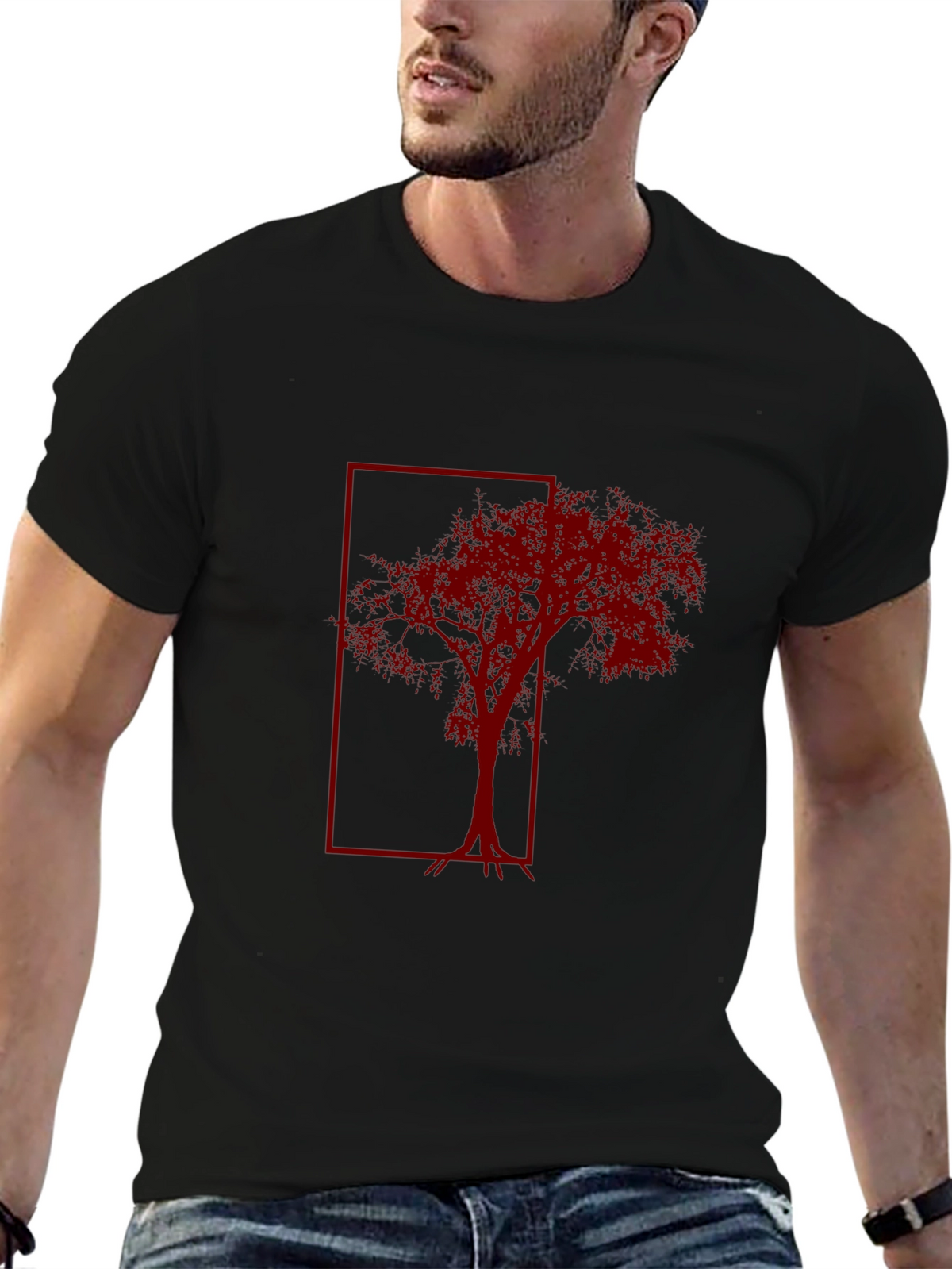 Red Tree Graphic Tee - Mens Black T-Shirt