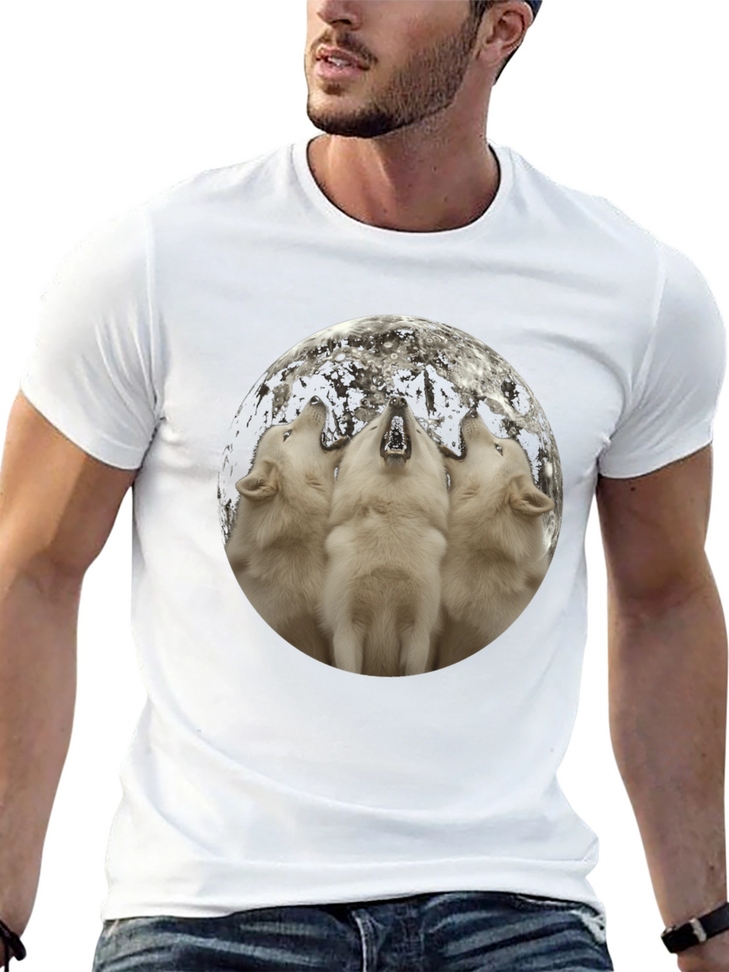 Wolf Moon Graphic Tee - Black Cotton Blend