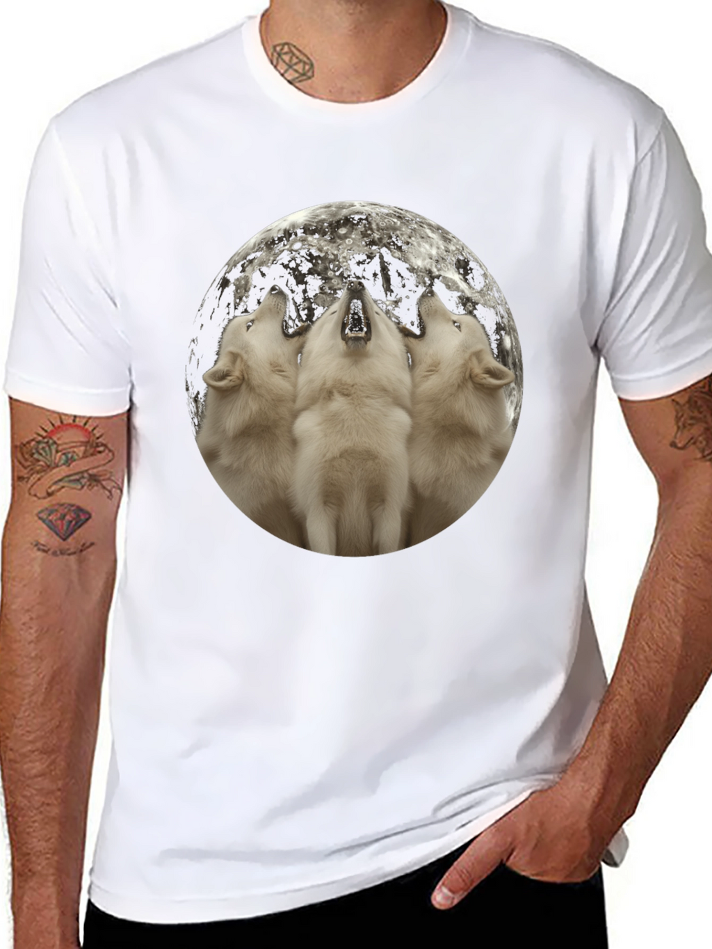 Wolf Moon Graphic Tee - Black Cotton Blend