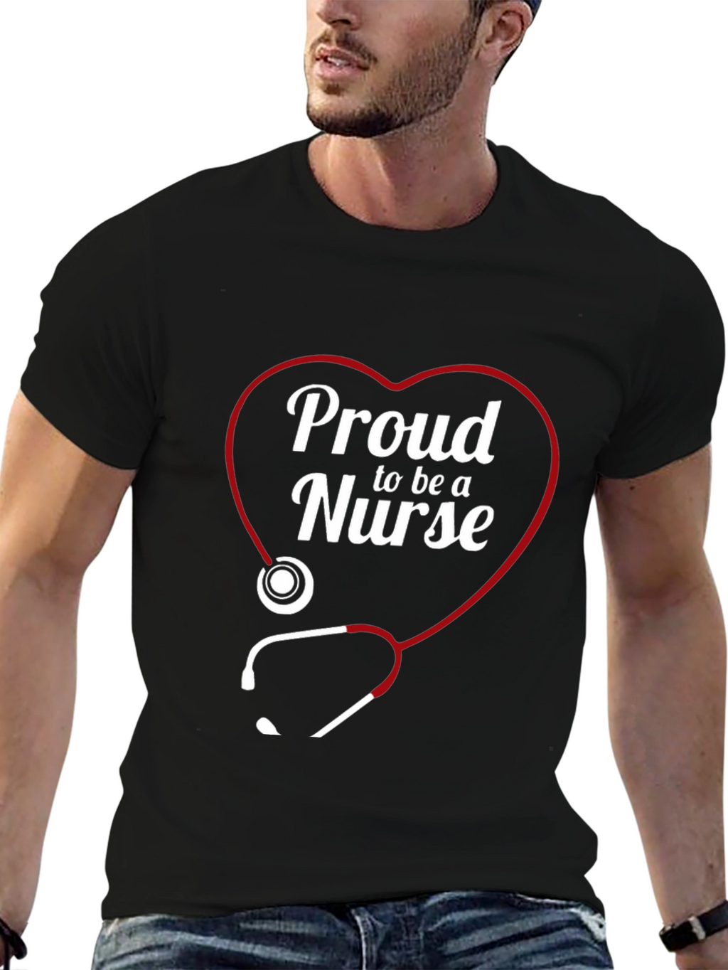 Proud Nurse Heart Stethoscope T-Shirt