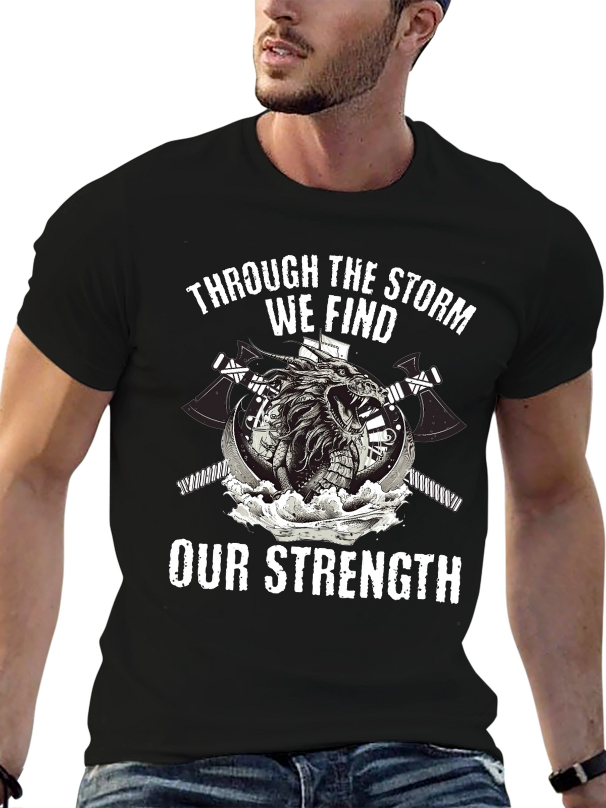 Storm Strength Dragon Graphic Black T-Shirt