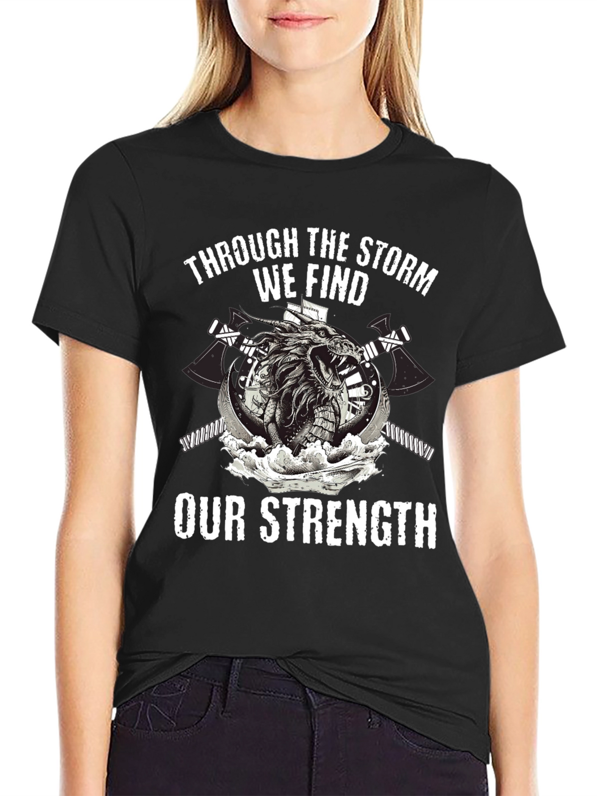 Storm Strength Dragon Graphic Black T-Shirt
