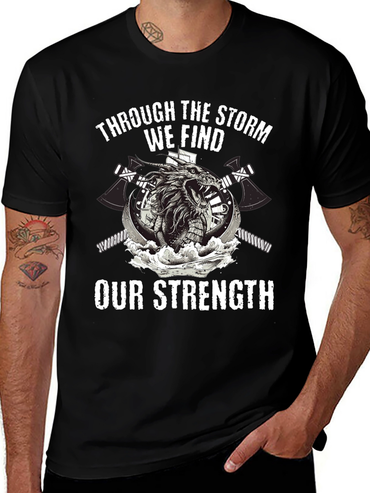 Storm Strength Dragon Graphic Black T-Shirt