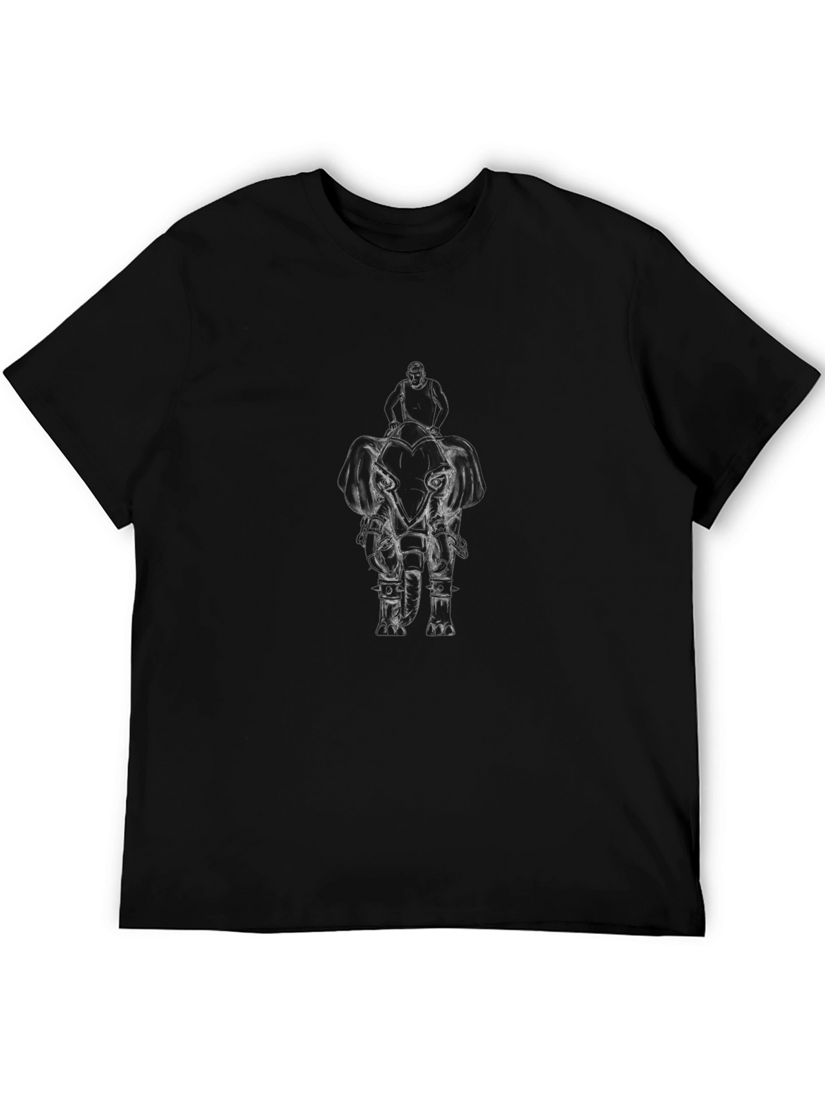 Elephant Rider Graphic Tee - Black Cotton Casual Shirt