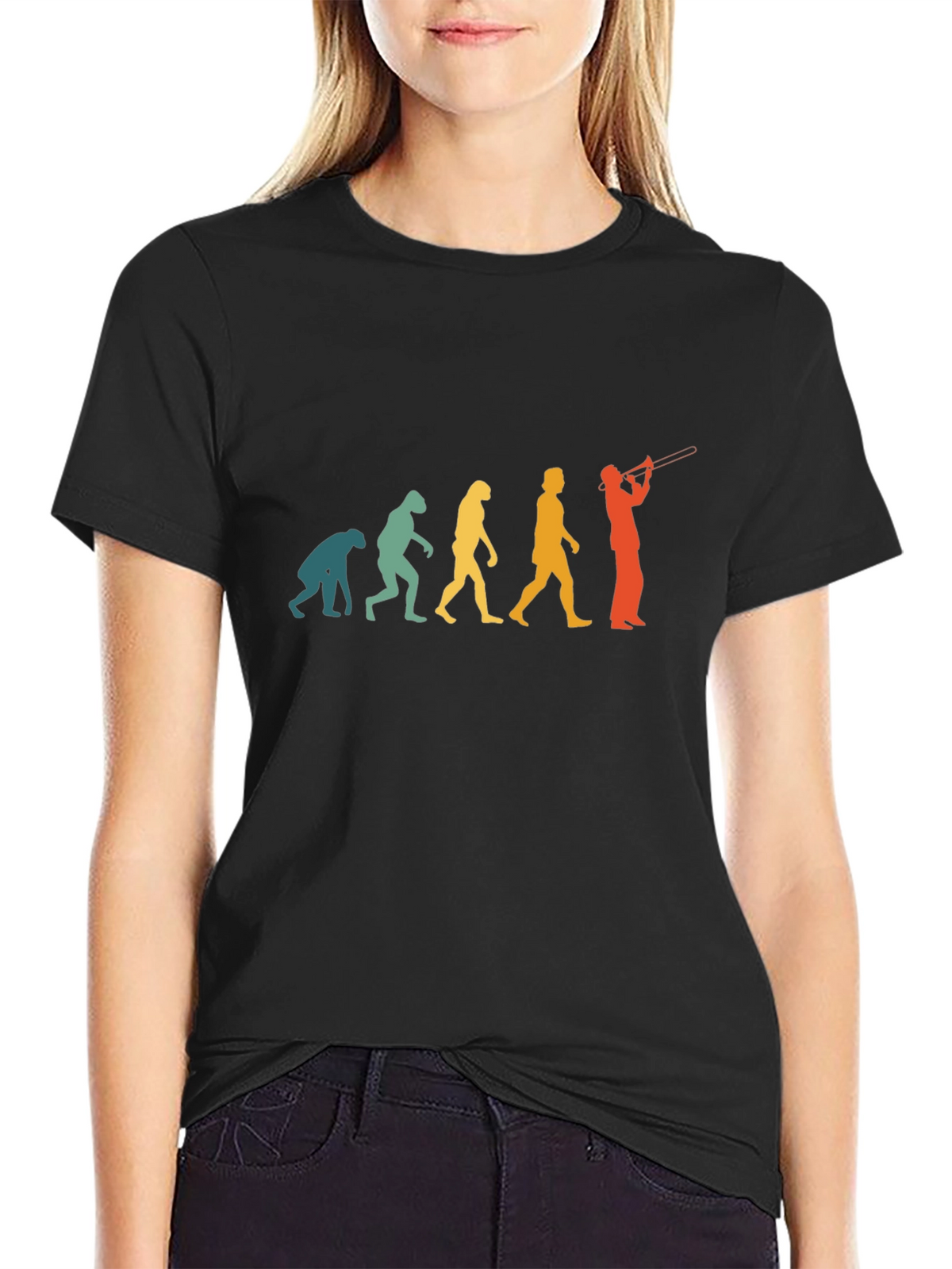 Evolution of Trombone Player Black T-Shirt