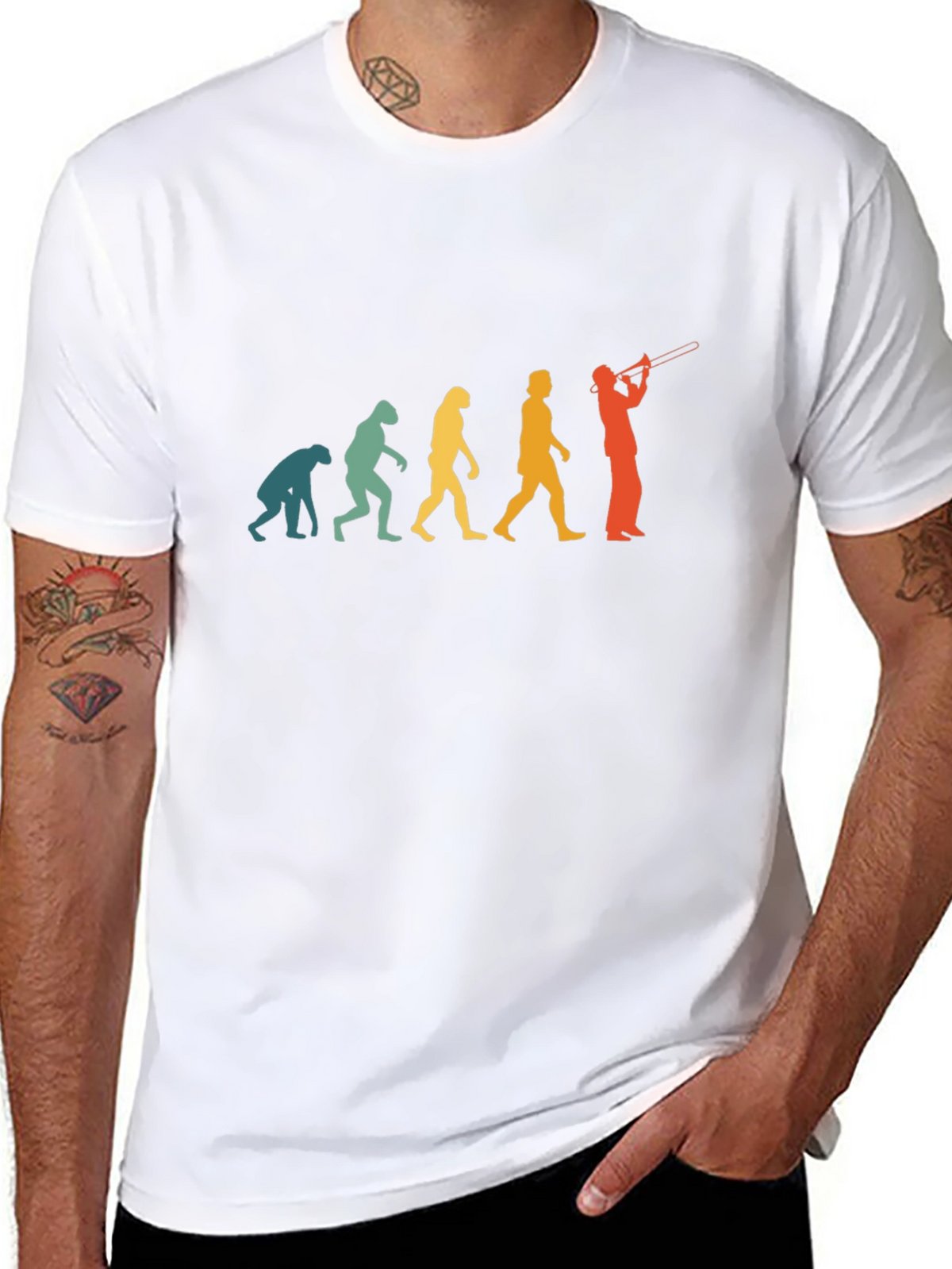 Evolution of Trombone Player Black T-Shirt