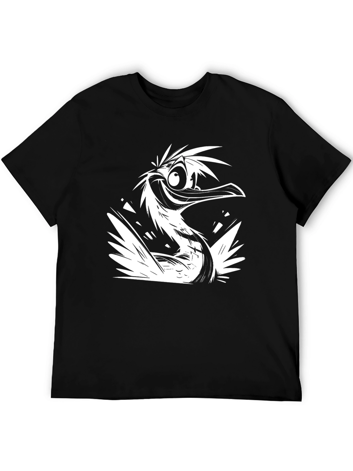 Cartoon Bird Graphic Black T-Shirt