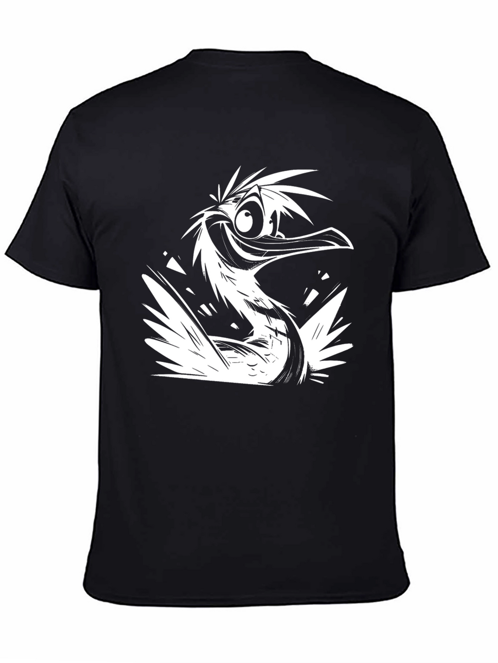 Cartoon Bird Graphic Black T-Shirt