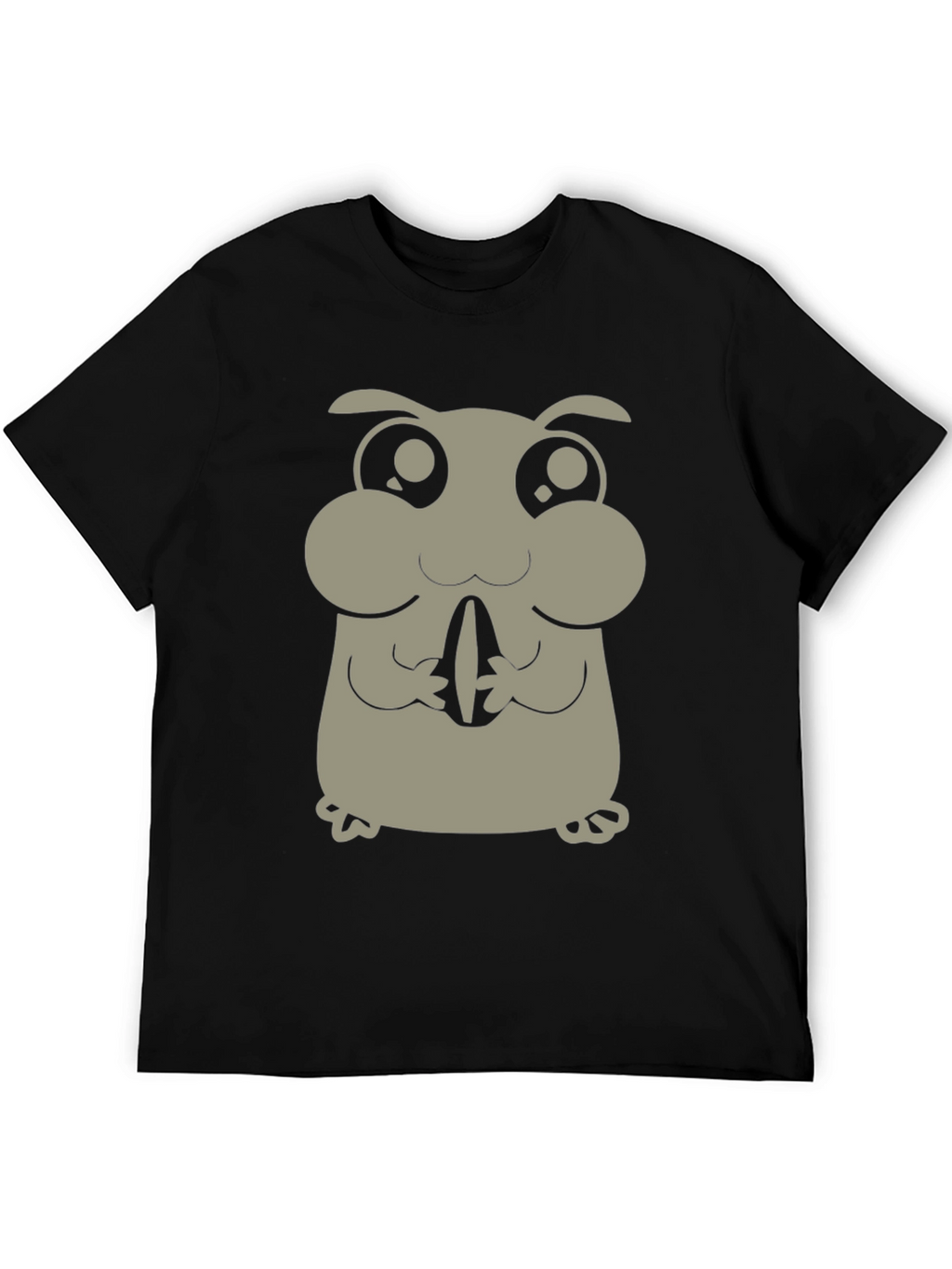 Cute Hamster Graphic Tee - Black Cotton Blend
