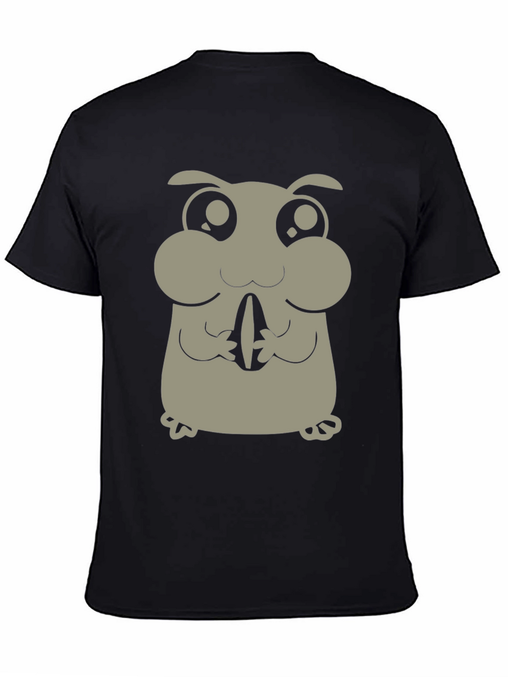 Cute Hamster Graphic Tee - Black Cotton Blend