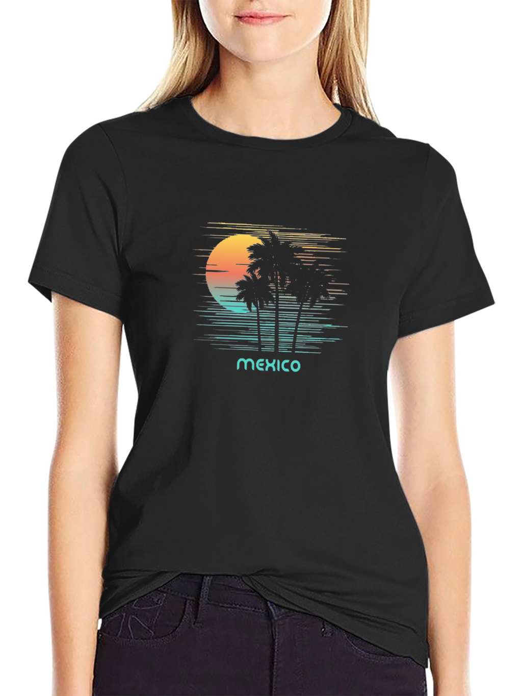Mexico Palms Graphic Tee - Retro Sunset Palm Trees