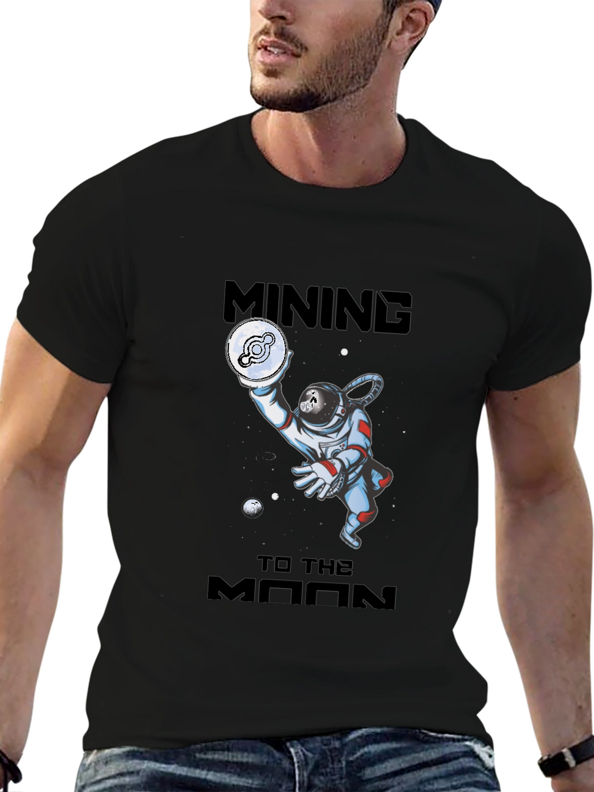 Mining To The Moon Black T-Shirt