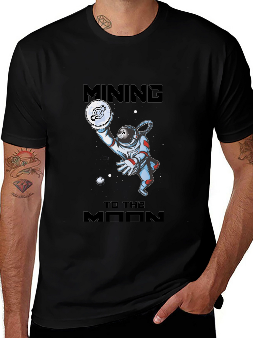 Mining To The Moon Black T-Shirt