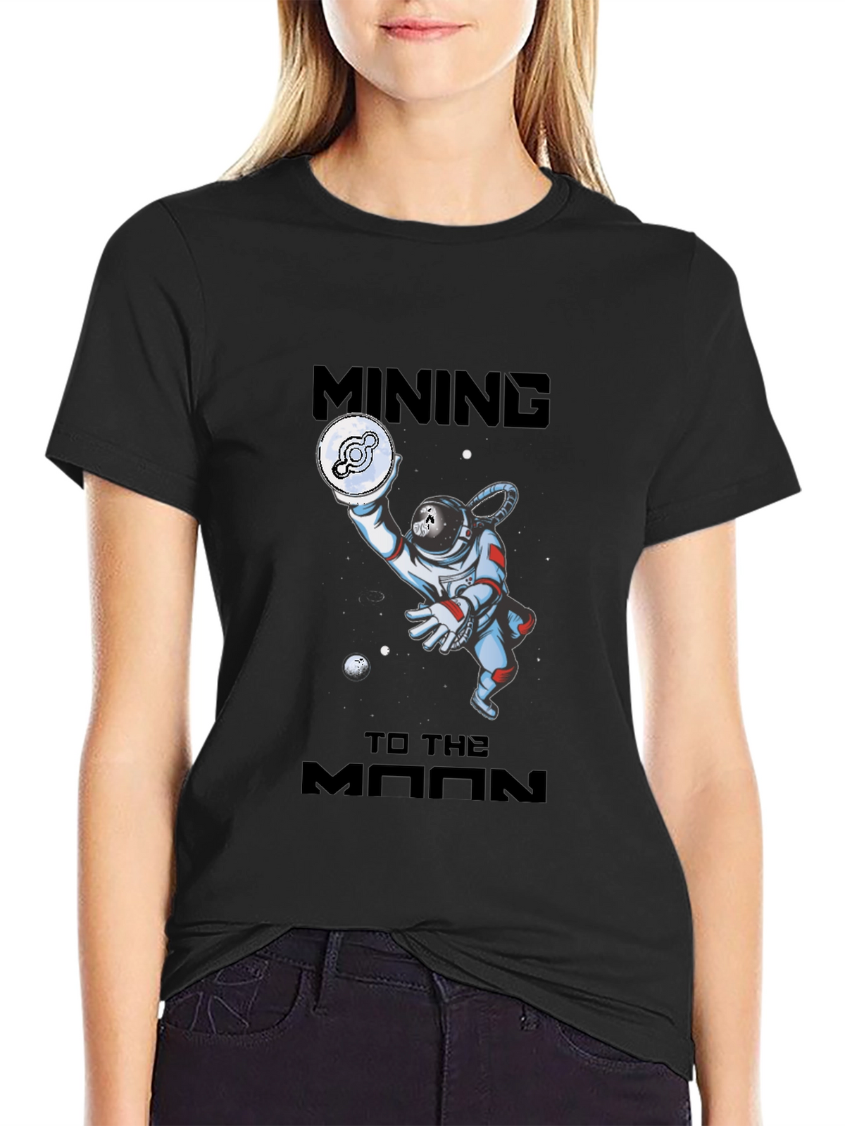 Mining To The Moon Black T-Shirt