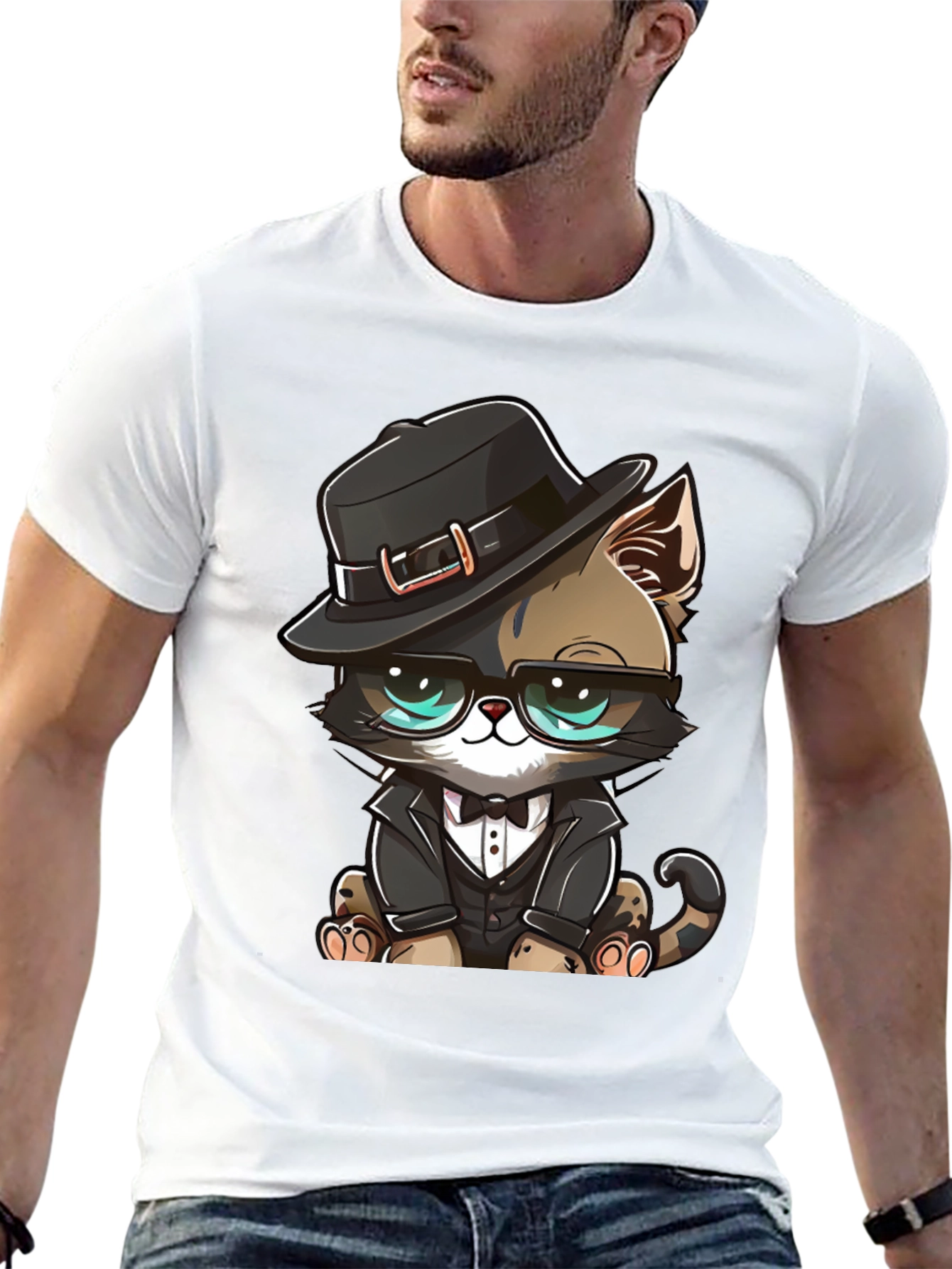 Dapper Cat T-Shirt: Cool Cat in a Suit!
