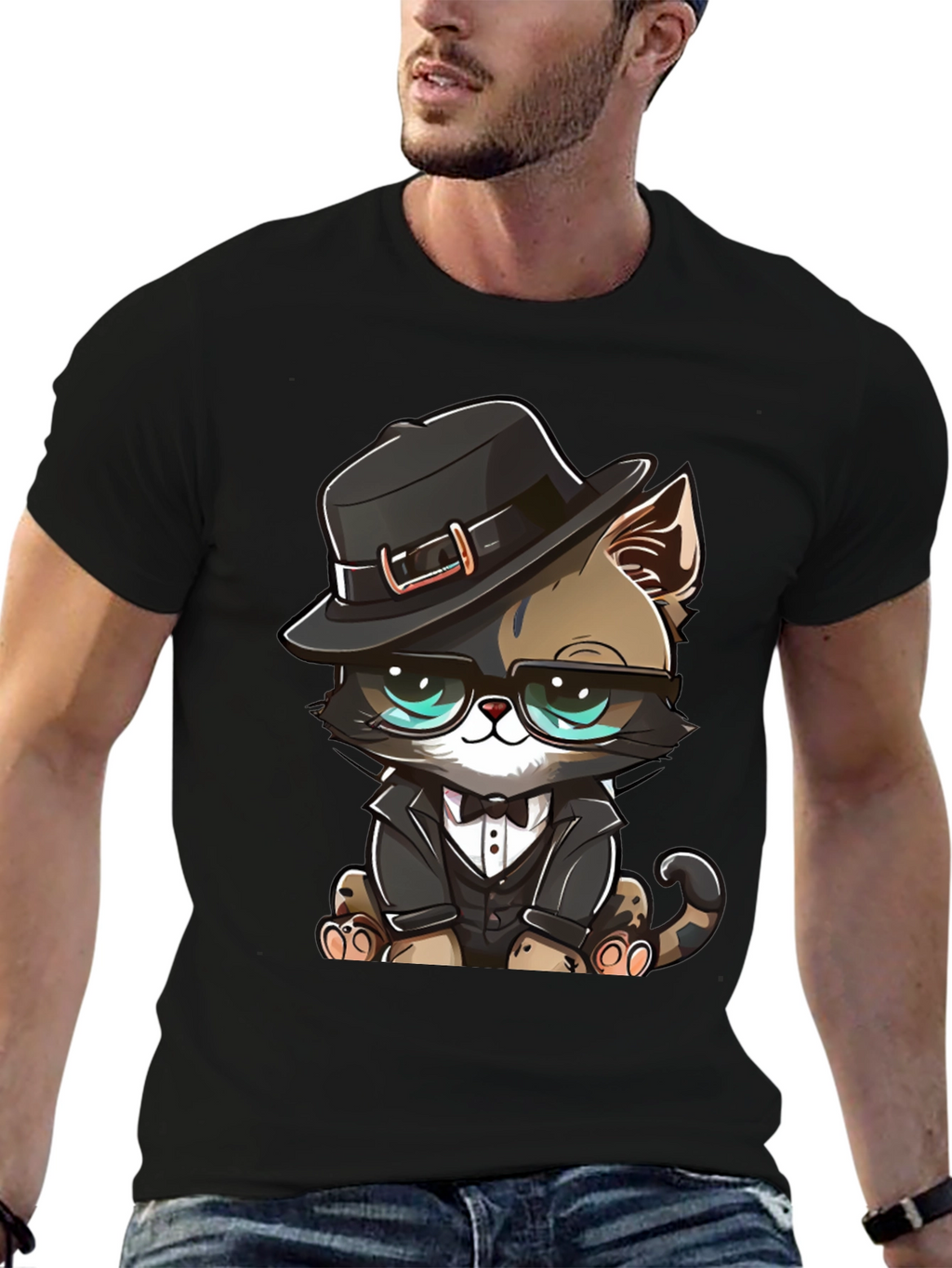 Dapper Cat T-Shirt: Cool Cat in a Suit!