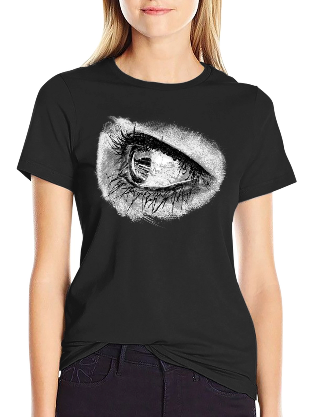 Eye Graphic T-Shirt - Black Crew Neck Tee