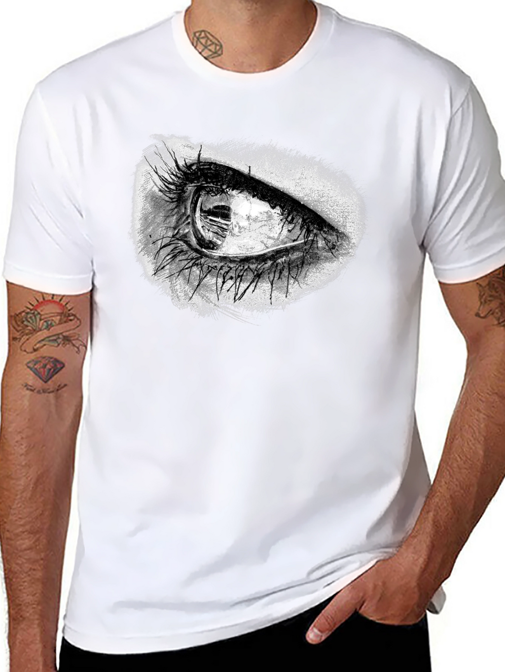 Eye Graphic T-Shirt - Black Crew Neck Tee