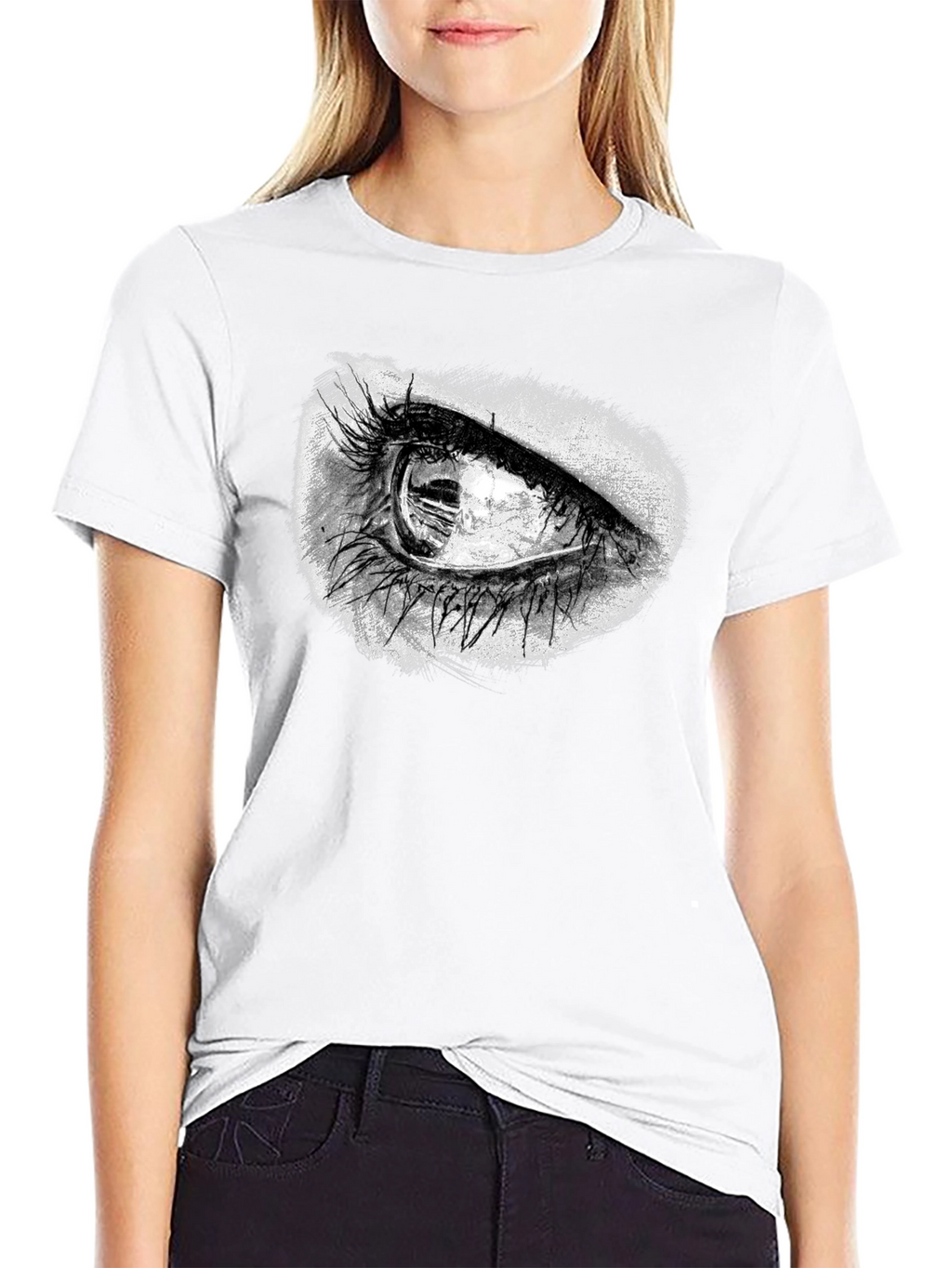 Eye Graphic T-Shirt - Black Crew Neck Tee