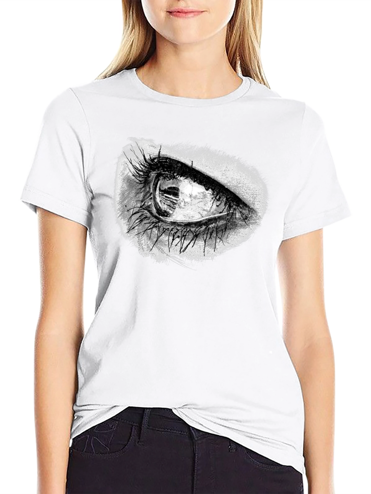 Eye Graphic T-Shirt - Black Crew Neck Tee