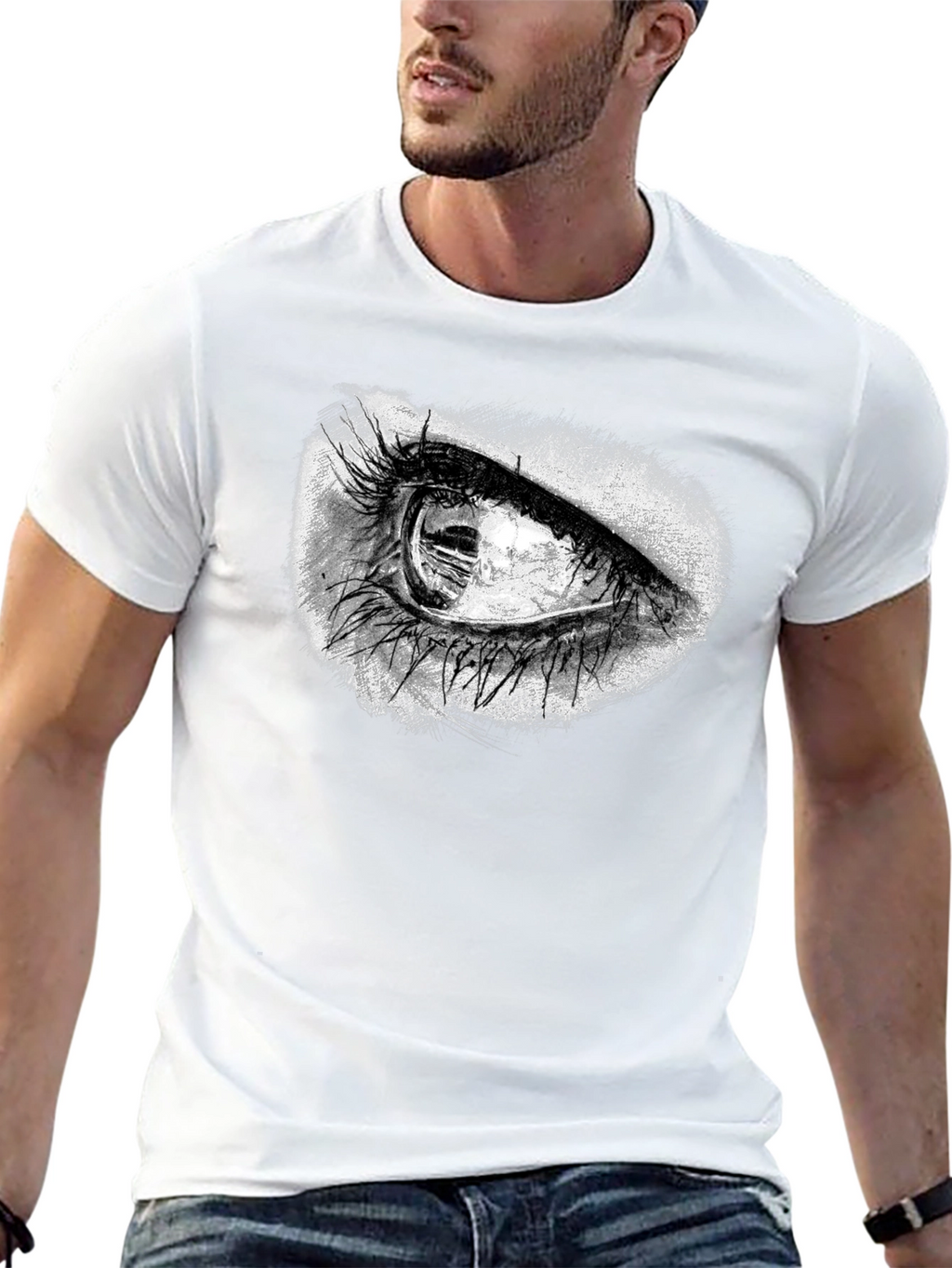 Eye Graphic T-Shirt - Black Crew Neck Tee