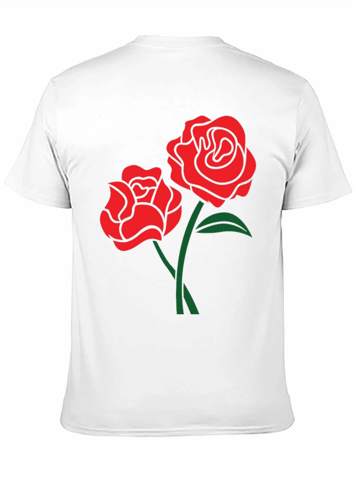 Black T-Shirt with Red Rose Design