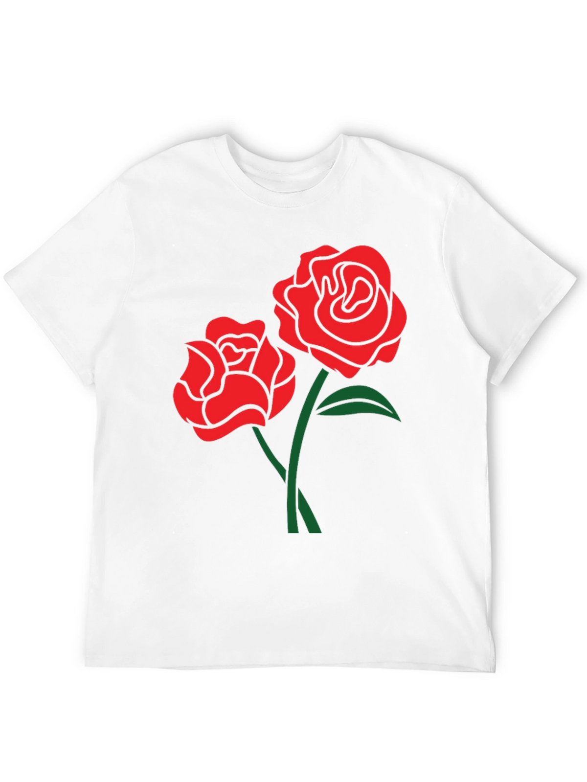Black T-Shirt with Red Rose Design