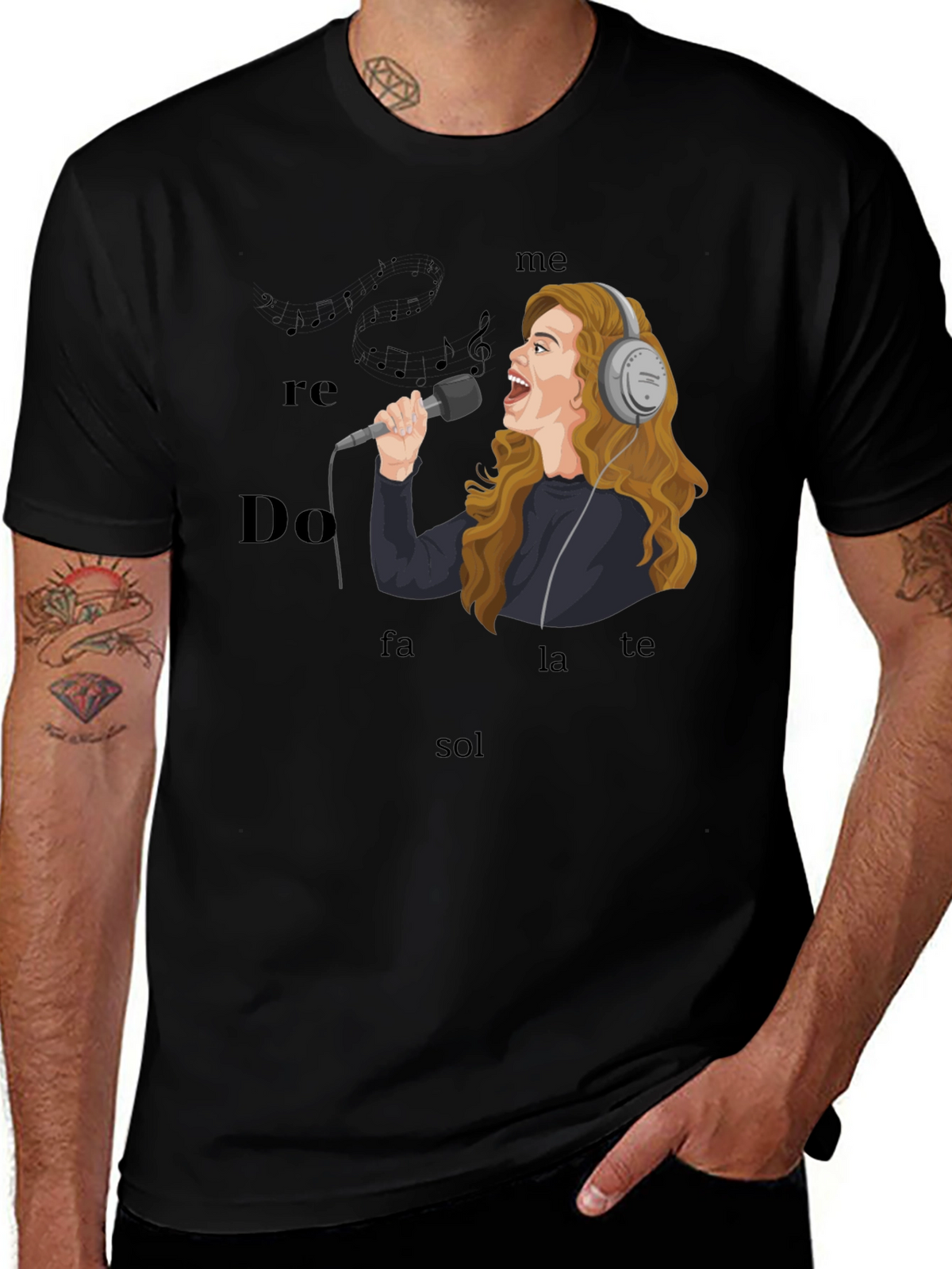 Singing T-Shirt - Music Notes & Singer Graphic Tee