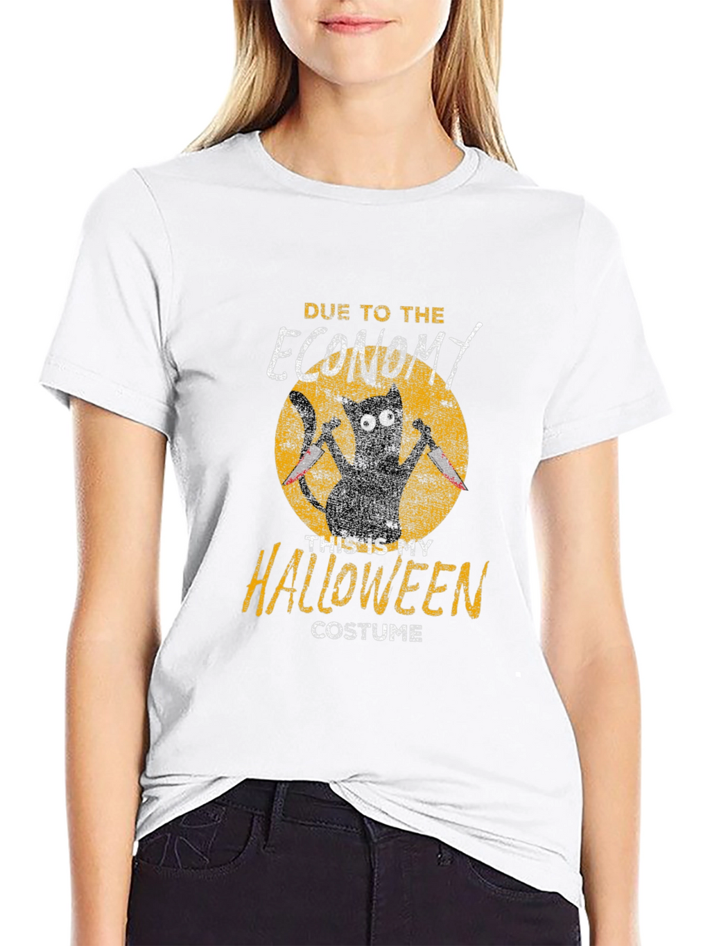 Economy Halloween Costume Black Cat Graphic T-Shirt