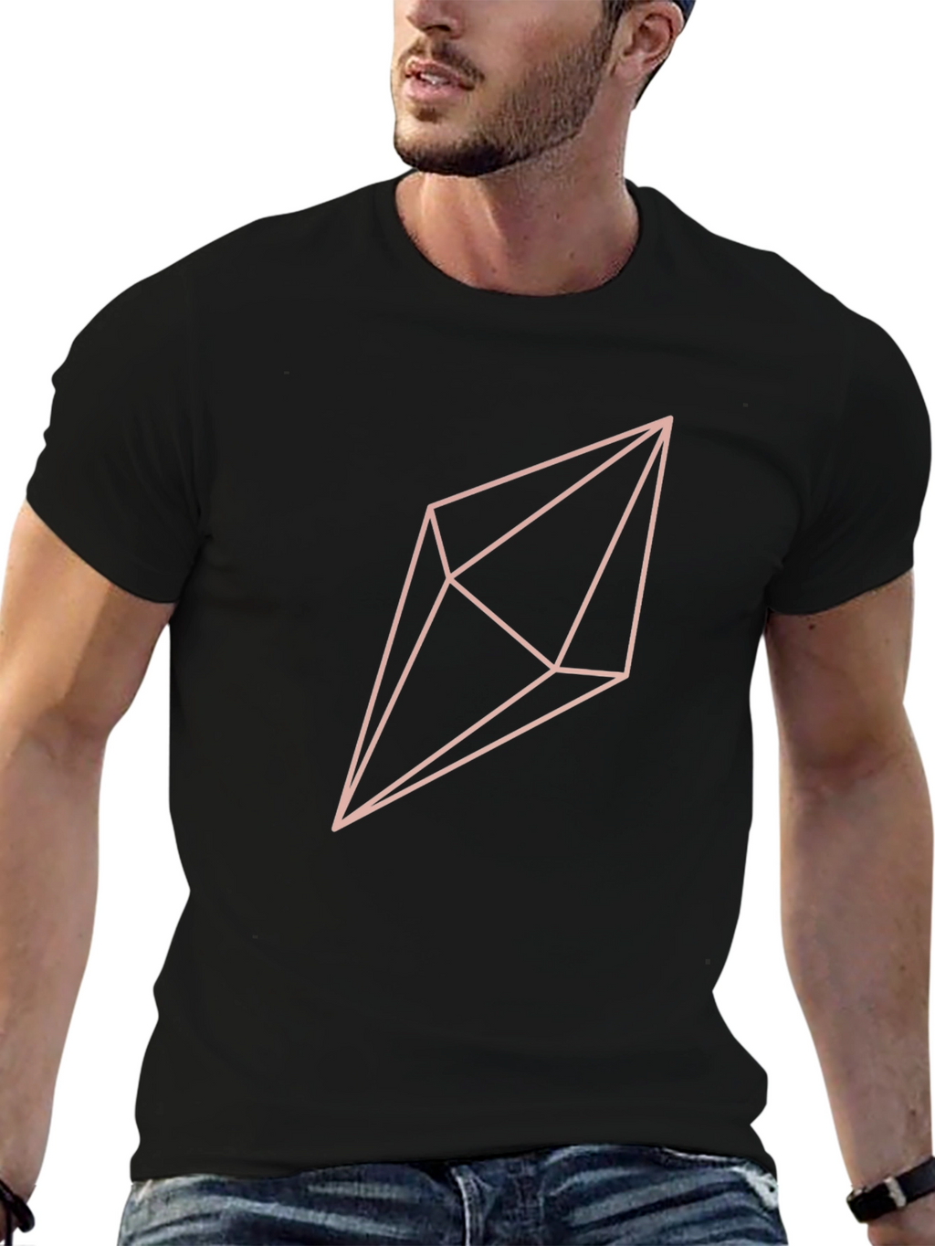Geometric Crystal Graphic T-Shirt - Black