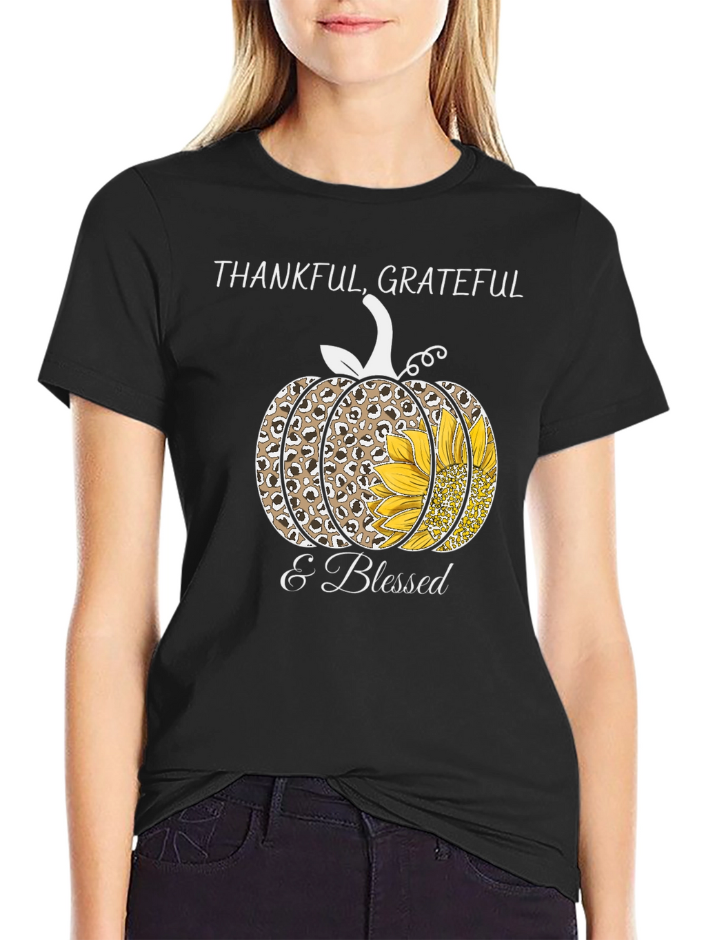 Thankful Grateful & Blessed Pumpkin T-Shirt