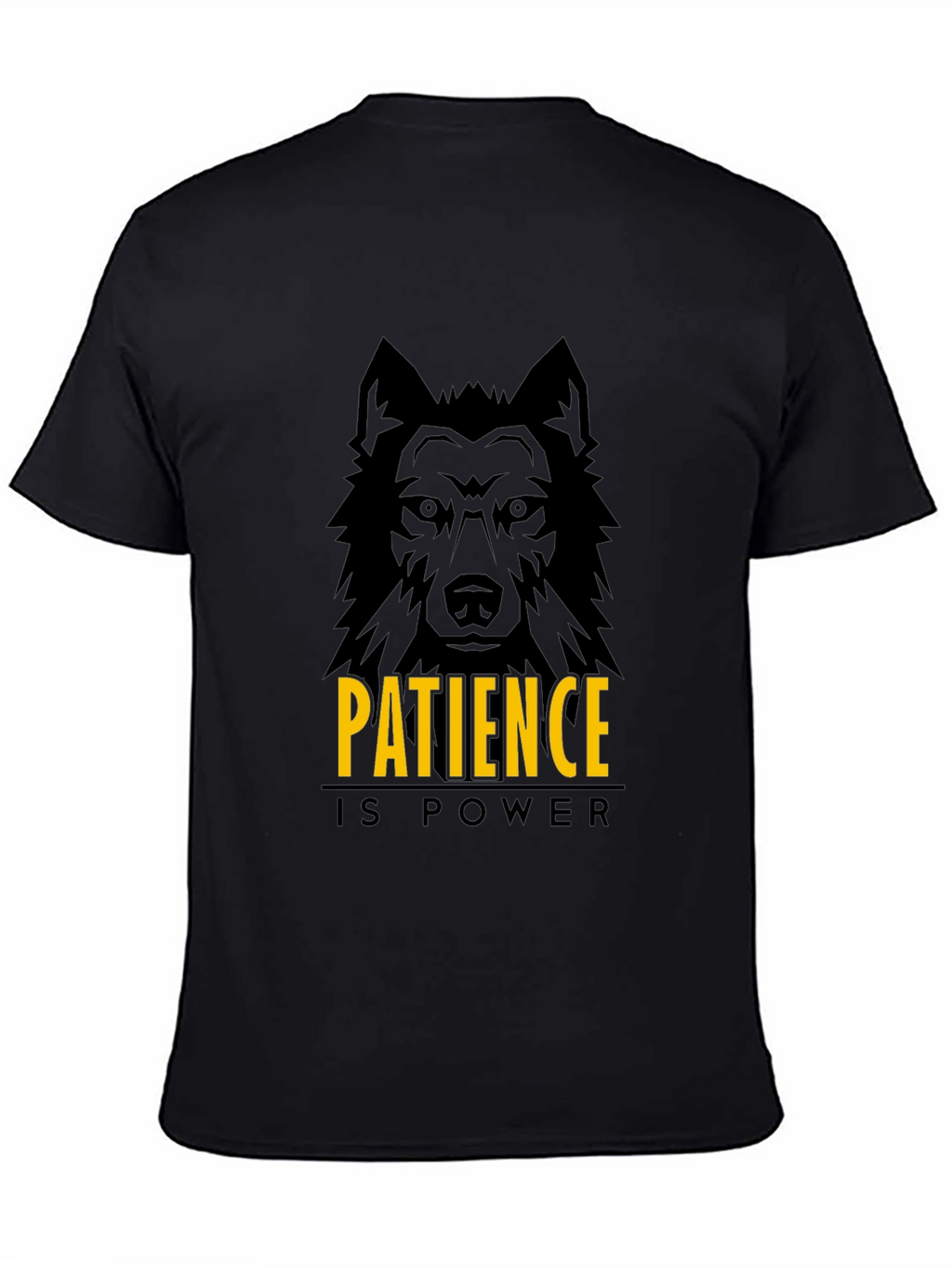 Patience is Power Wolf Graphic Black T-Shirt