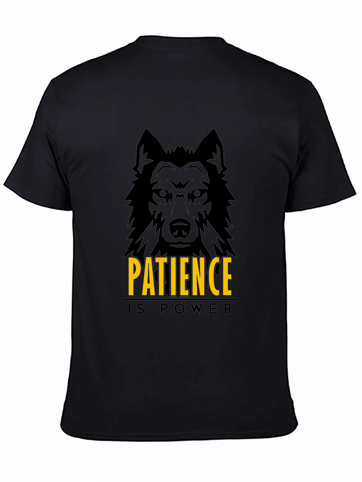 Patience is Power Wolf Graphic Black T-Shirt
