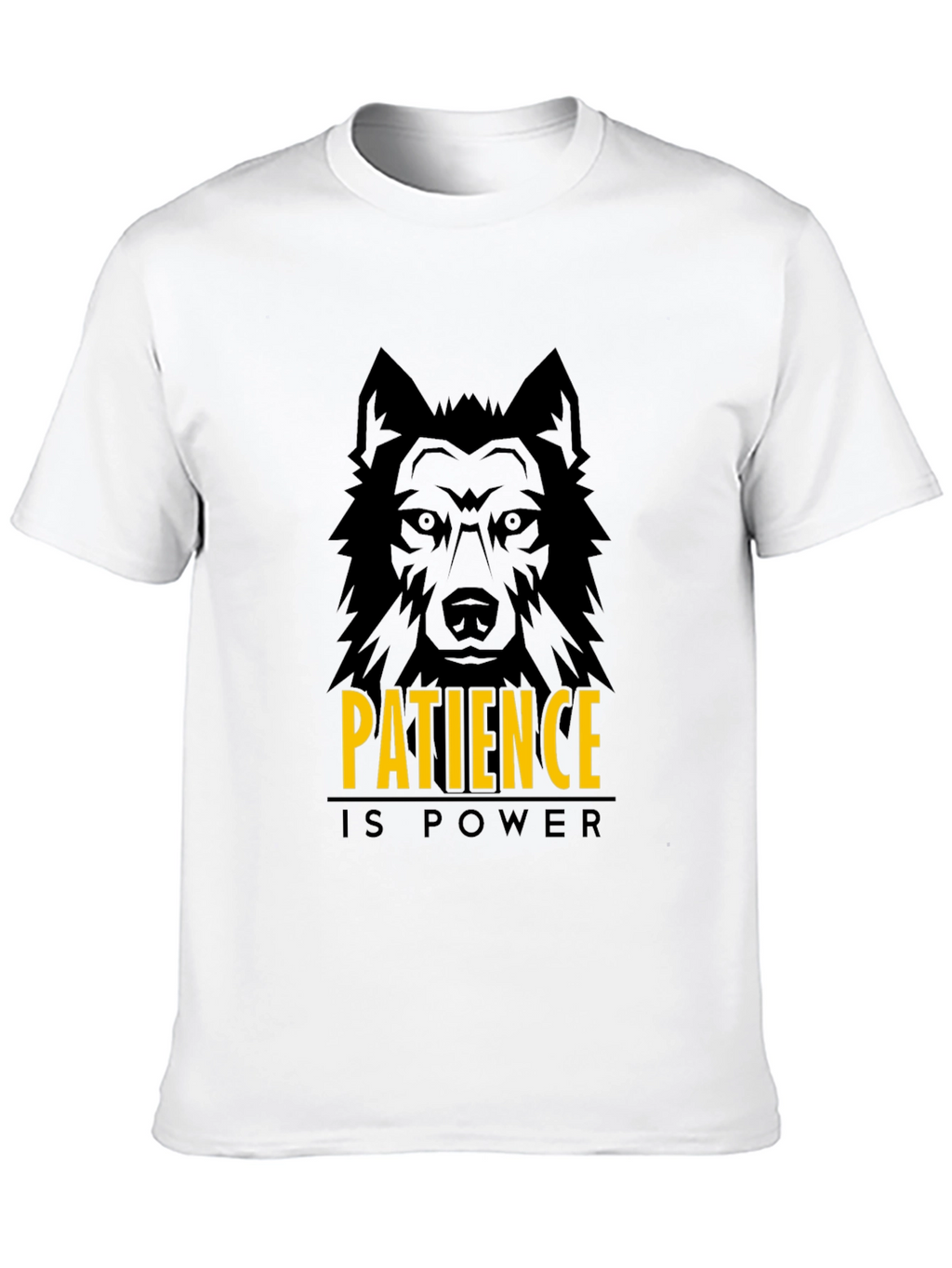 Patience is Power Wolf Graphic Black T-Shirt