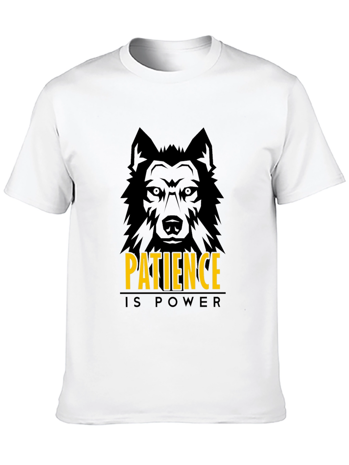 Patience is Power Wolf Graphic Black T-Shirt