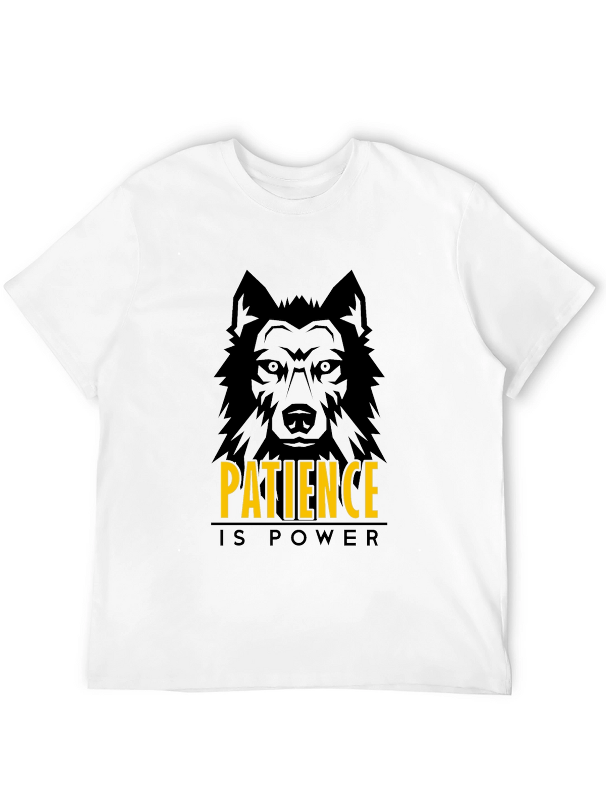Patience is Power Wolf Graphic Black T-Shirt