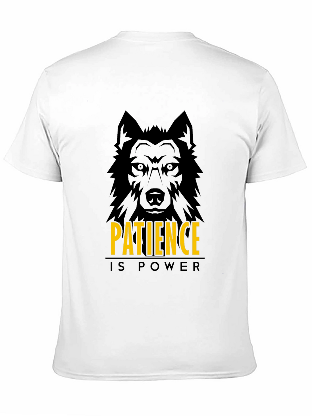 Patience is Power Wolf Graphic Black T-Shirt